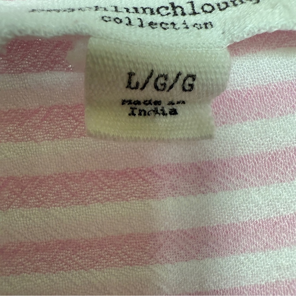 Beachlunchlounge Women's L Pink Striped Button-Up Shirt Long Sleeve Rayon Beach - Picture 8 of 10